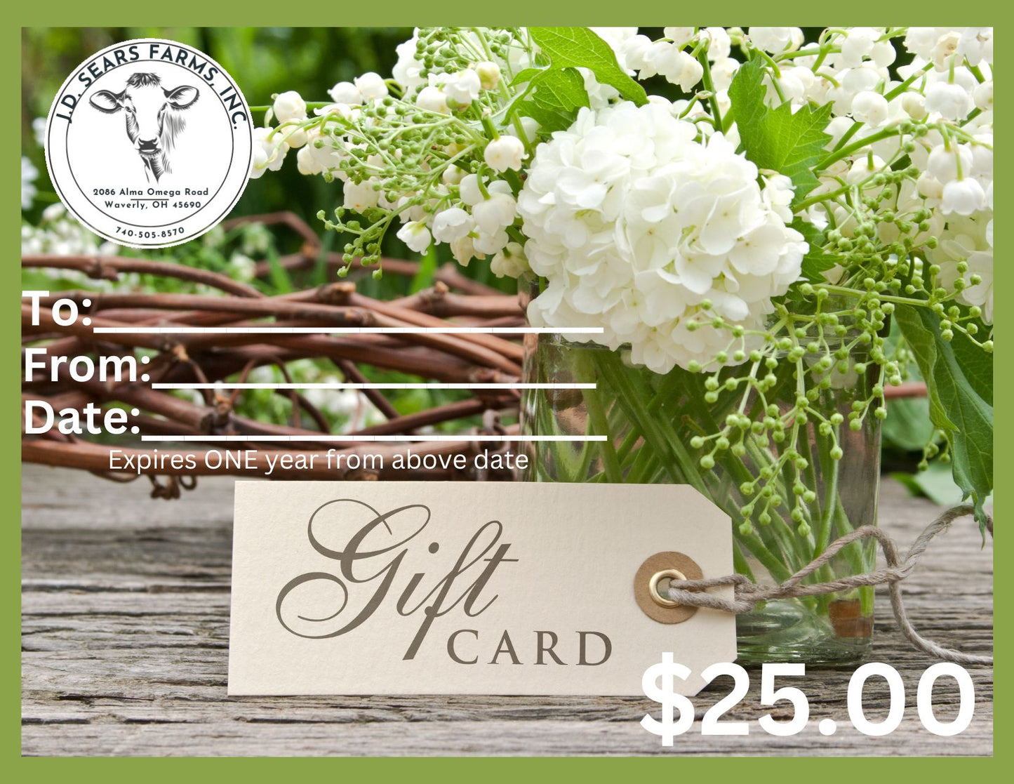 JD Sears Farms Beef Gift Card