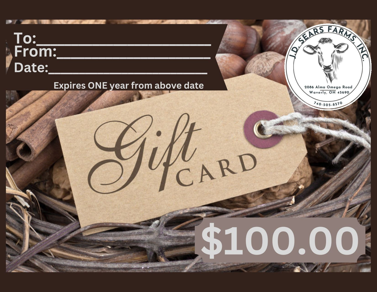 JD Sears Farms Beef Gift Card